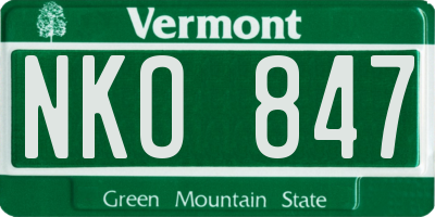 VT license plate NKO847