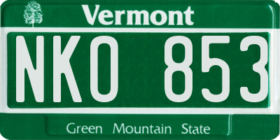 VT license plate NKO853