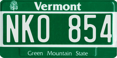 VT license plate NKO854