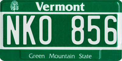 VT license plate NKO856