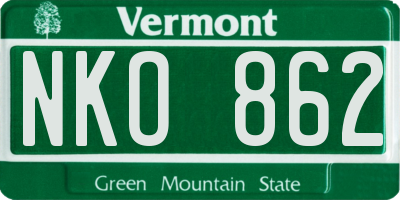 VT license plate NKO862