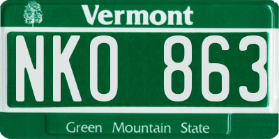 VT license plate NKO863