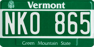 VT license plate NKO865