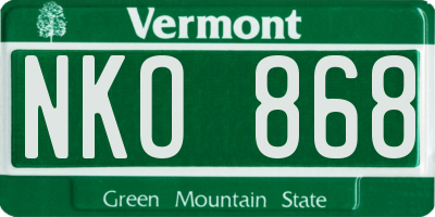 VT license plate NKO868