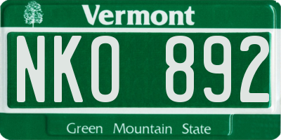 VT license plate NKO892