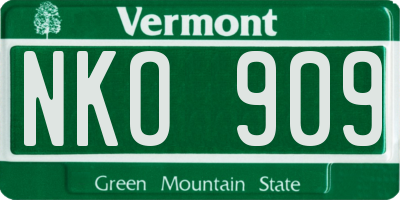VT license plate NKO909