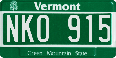 VT license plate NKO915