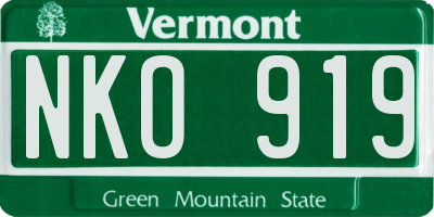 VT license plate NKO919