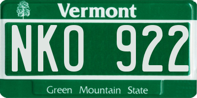 VT license plate NKO922