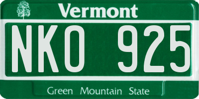 VT license plate NKO925
