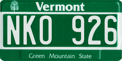 VT license plate NKO926