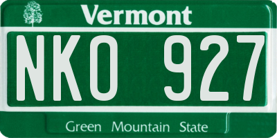 VT license plate NKO927
