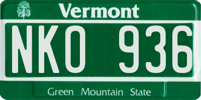 VT license plate NKO936