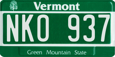 VT license plate NKO937