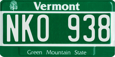 VT license plate NKO938