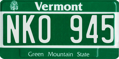 VT license plate NKO945