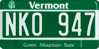 VT license plate NKO947