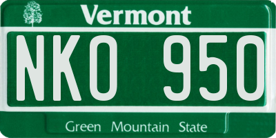 VT license plate NKO950