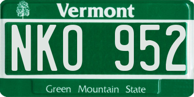 VT license plate NKO952