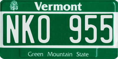 VT license plate NKO955