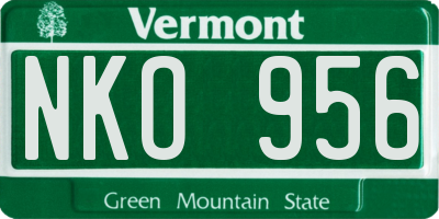 VT license plate NKO956