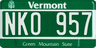 VT license plate NKO957