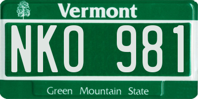 VT license plate NKO981