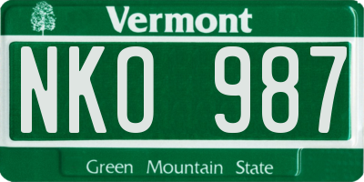 VT license plate NKO987