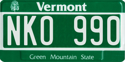 VT license plate NKO990