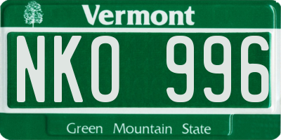 VT license plate NKO996