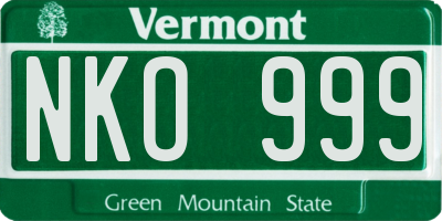 VT license plate NKO999