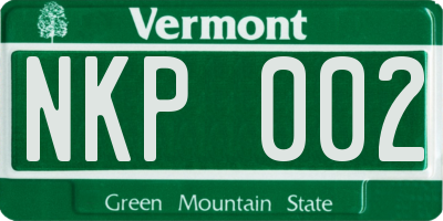 VT license plate NKP002