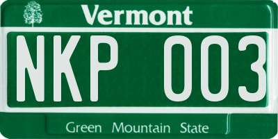 VT license plate NKP003