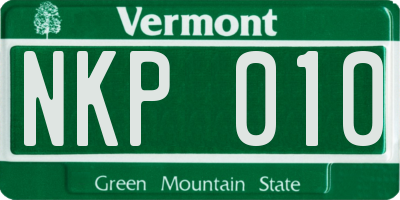 VT license plate NKP010