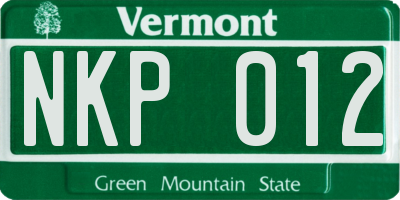 VT license plate NKP012