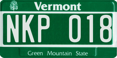 VT license plate NKP018