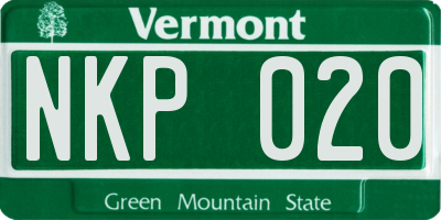 VT license plate NKP020