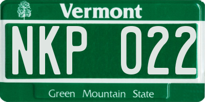 VT license plate NKP022
