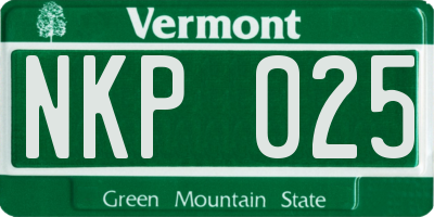 VT license plate NKP025