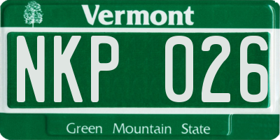VT license plate NKP026