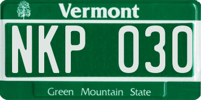 VT license plate NKP030