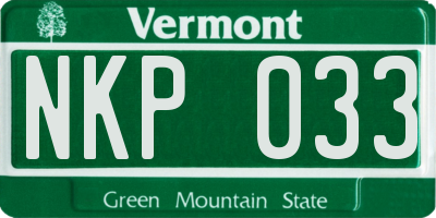VT license plate NKP033