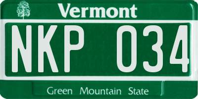 VT license plate NKP034