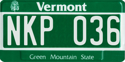 VT license plate NKP036