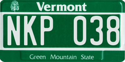 VT license plate NKP038