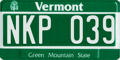 VT license plate NKP039
