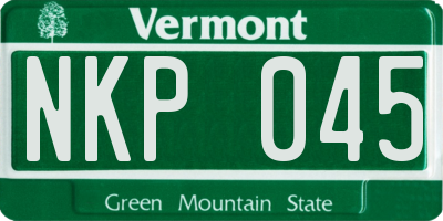 VT license plate NKP045