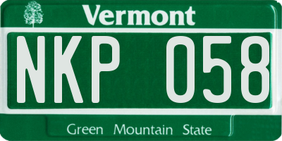 VT license plate NKP058