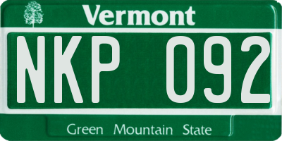 VT license plate NKP092