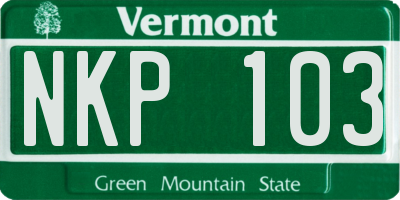 VT license plate NKP103